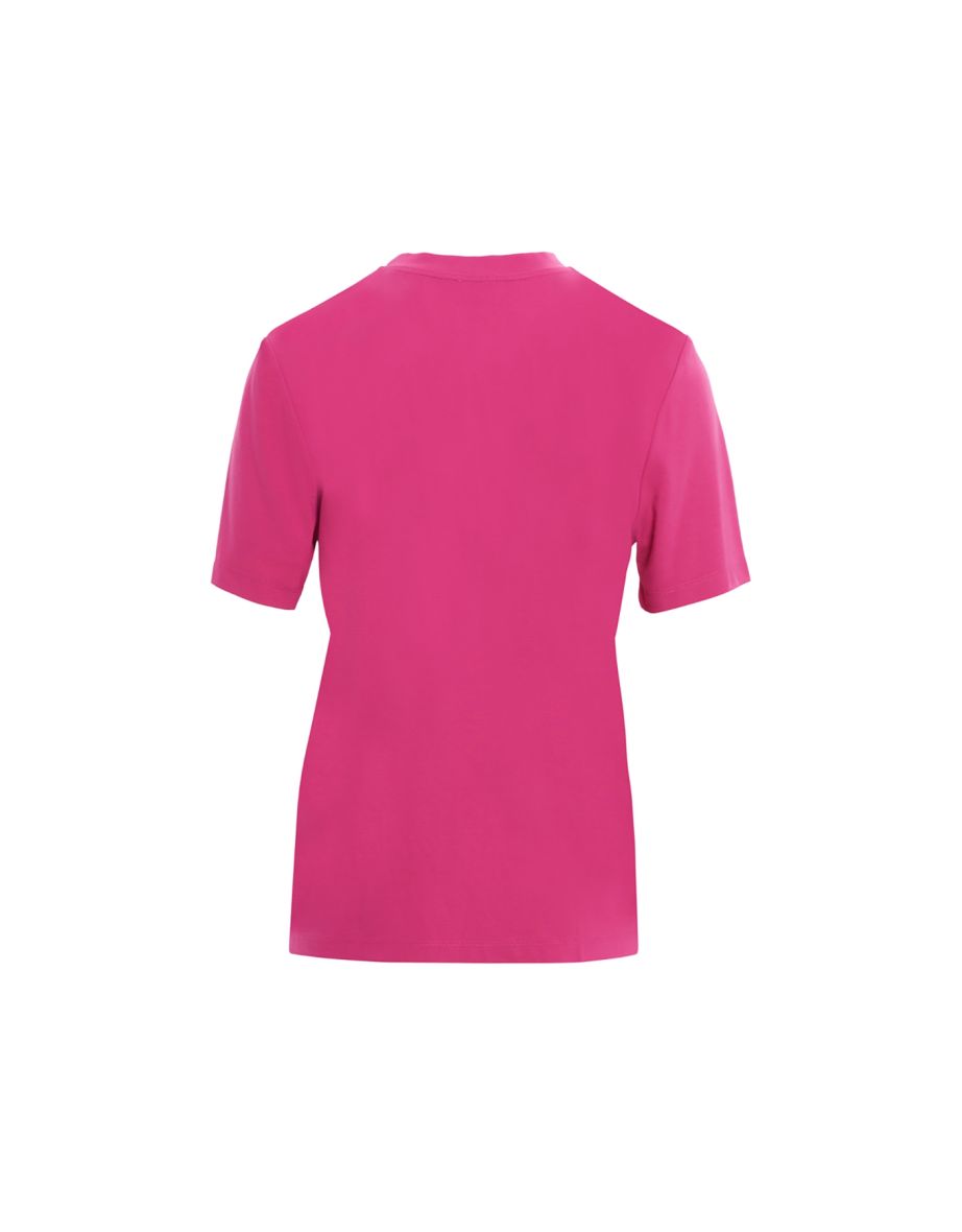Bicycle Neck Short Sleeve Basic Fuchsia T-Shirt - 2