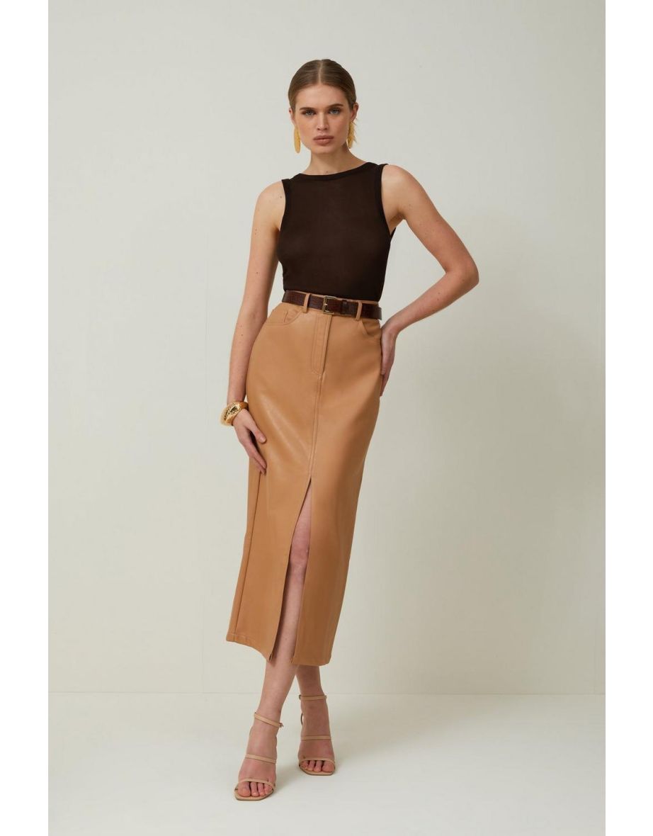 Shop Faux Leather Pencil Midaxi Skirt Online in Qatar VogaCloset