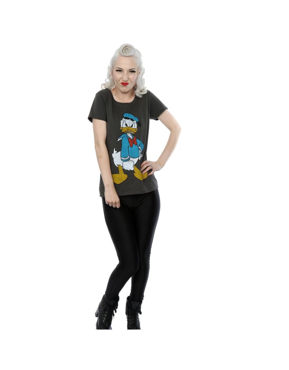 Disney Womens/Ladies Donald Duck Angry Cotton T-Shirt - Light Graphite