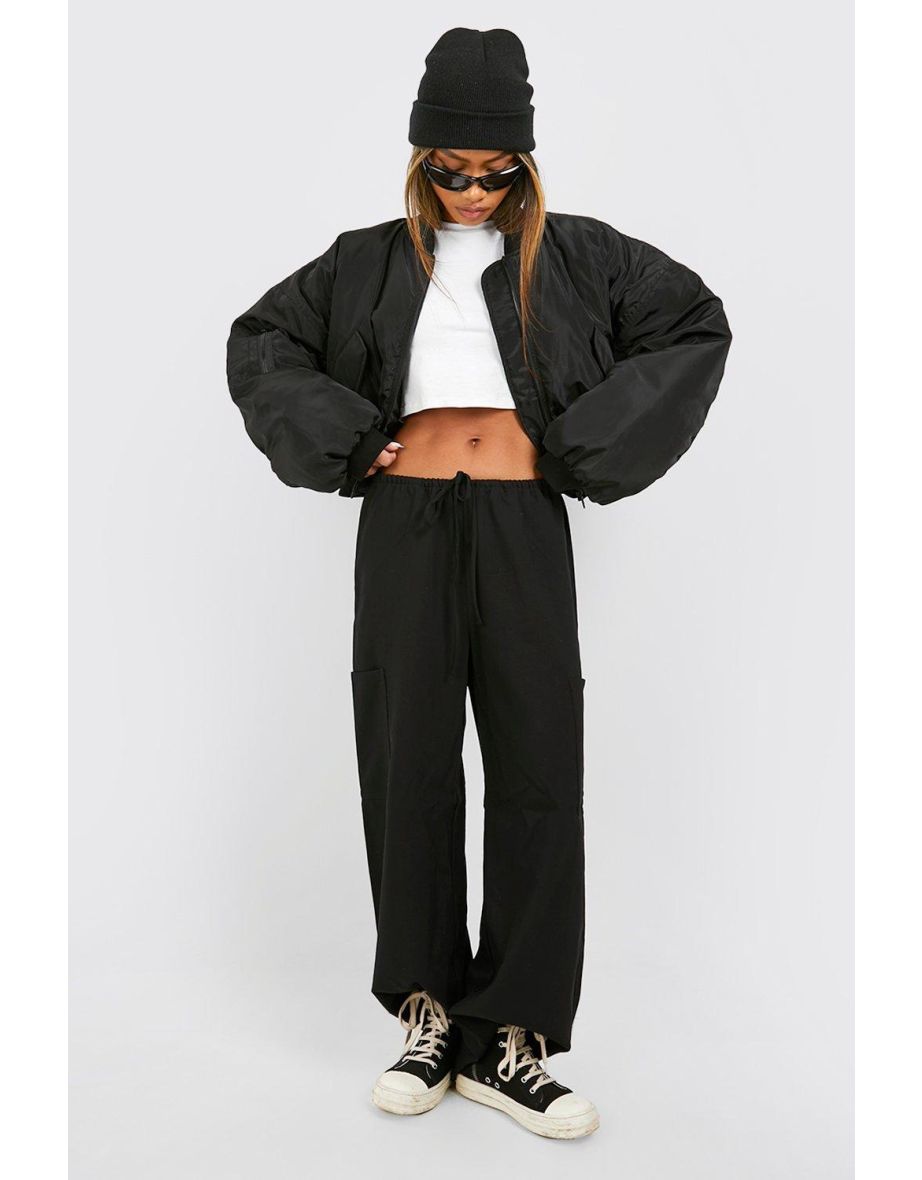 Batwing Oversized Bomber Jacket - black