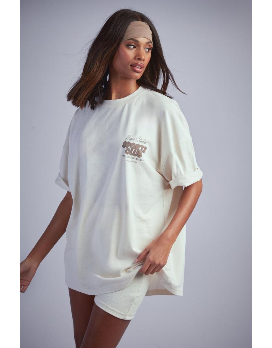 Dsgn Studio Sports Bubble Slogan Oversized T-shirt