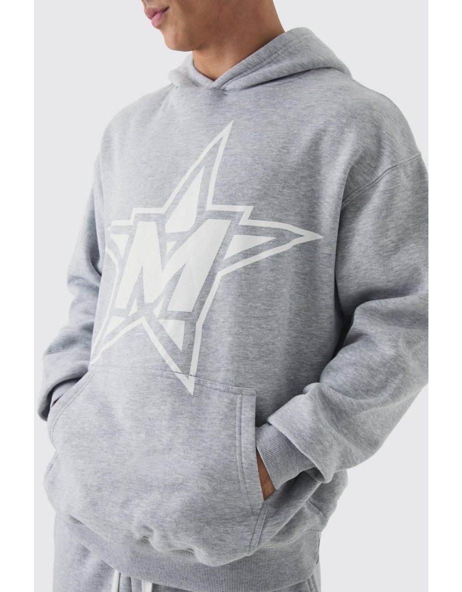Oversized M Star Hoodie - grey marl - 2