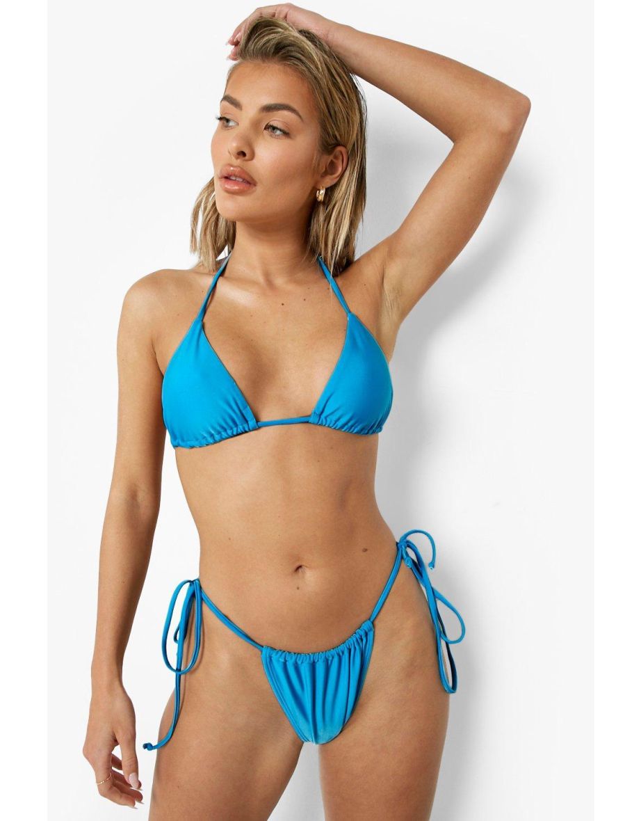 Neon Tie Triangle Bikini Top - bright blue