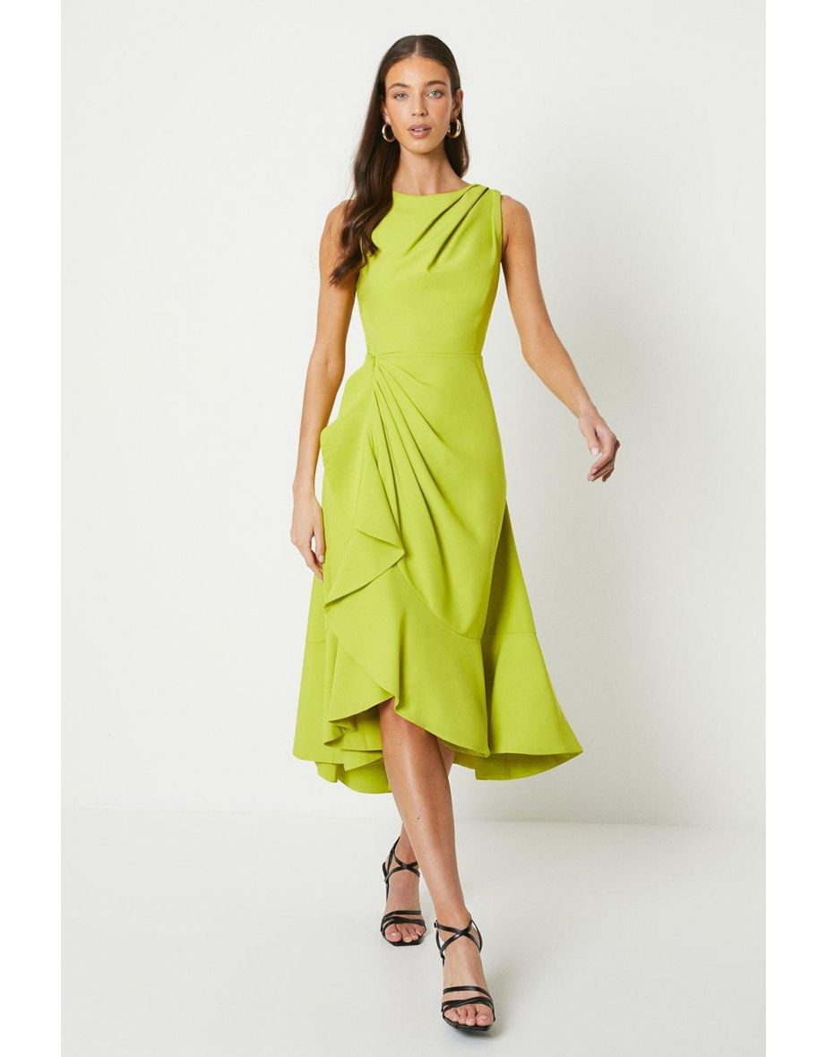 Crepe Ruffle Dress With Low Back