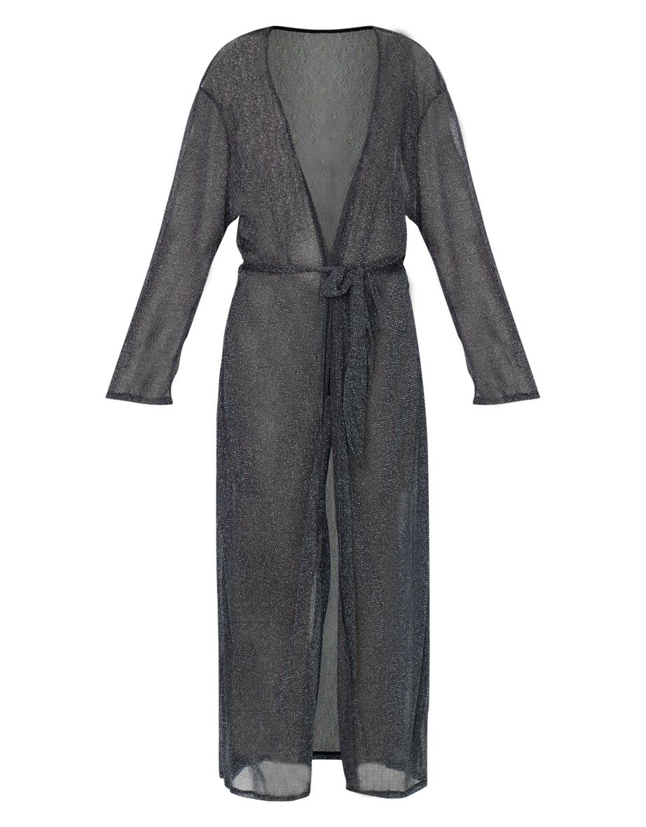 Black Lurex Mesh Maxi Robe - 3
