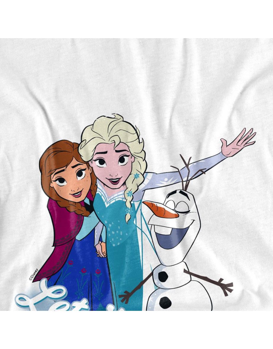 Frozen Adult Let It Snow Elsa Anna Olaf T-Shirt - White - 2