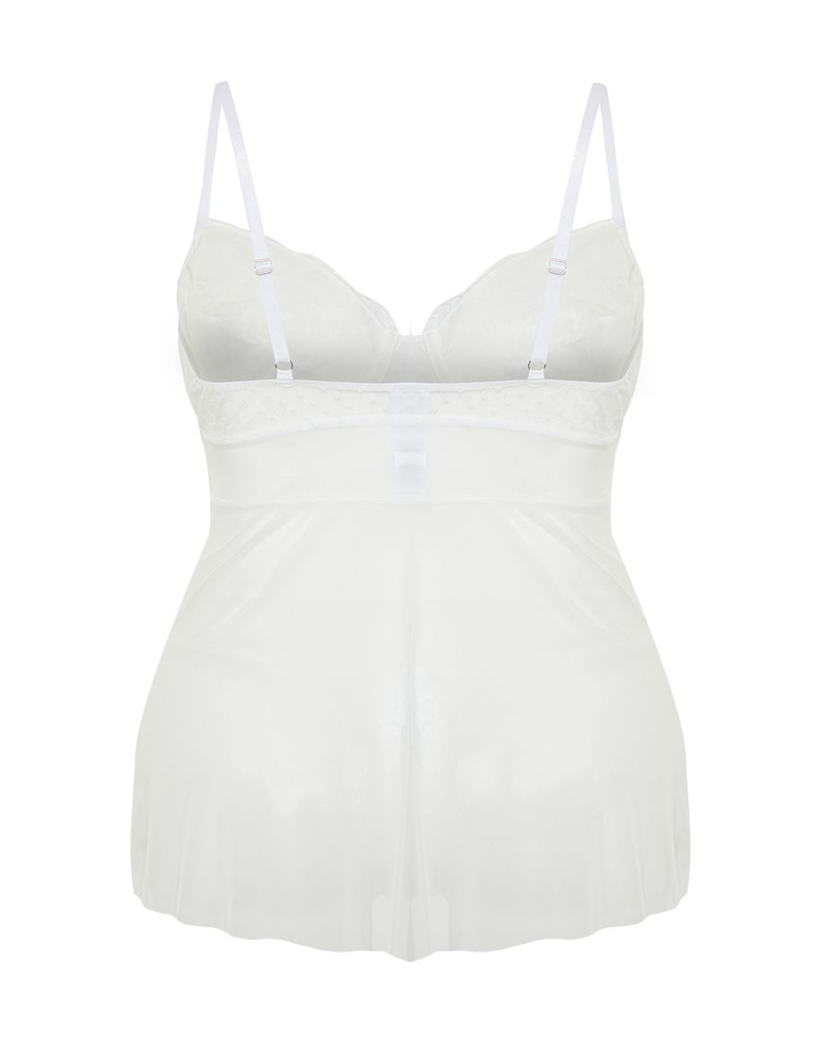 White High Waist Underwire Babydoll - 8