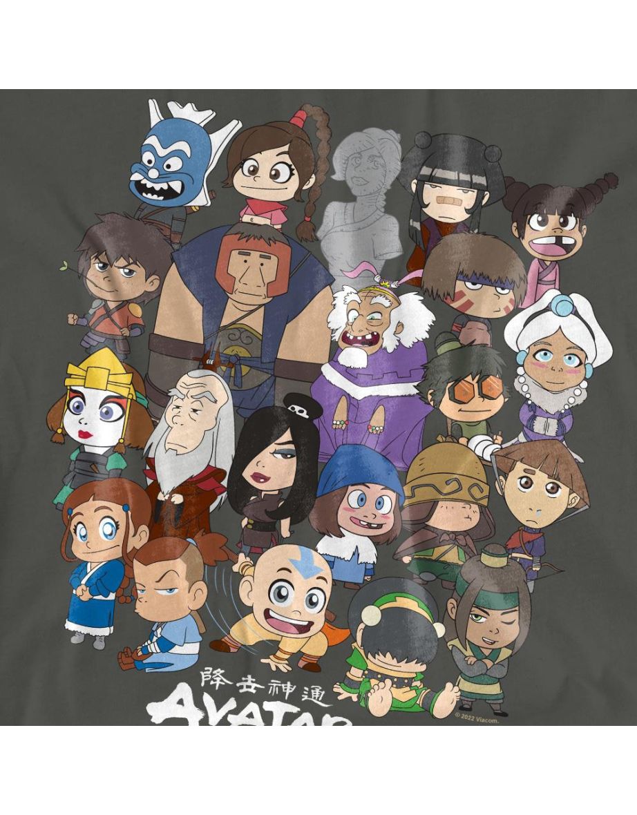 Avatar: The Last Airbender Unisex Adult Chibi Group T-Shirt - Charcoal - 3