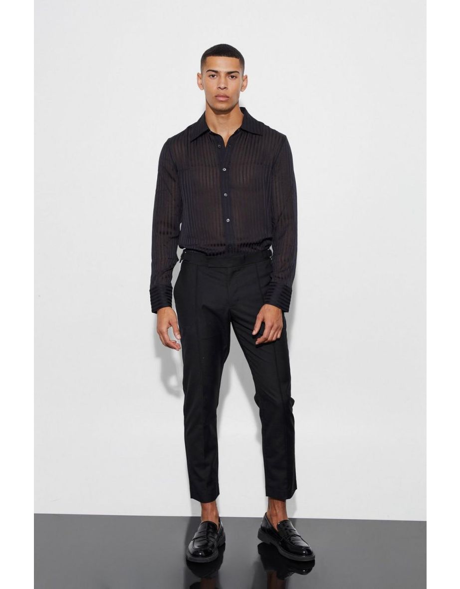 D Ring Adjustable Waistband Slim Fit Trousers - 2
