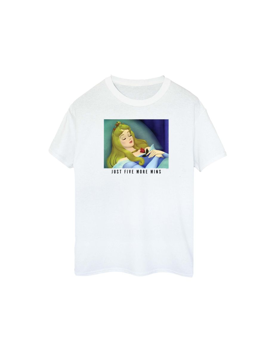 Disney Princess Womens/Ladies Sleeping Beauty Five More Minutes Cotton Boyfriend T-Shirt - White - 1