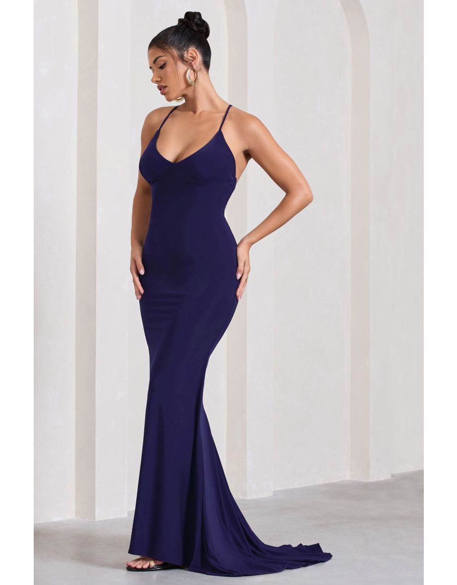 Lucky Number | Purple Cross Back Fishtail Maxi Dress - 4