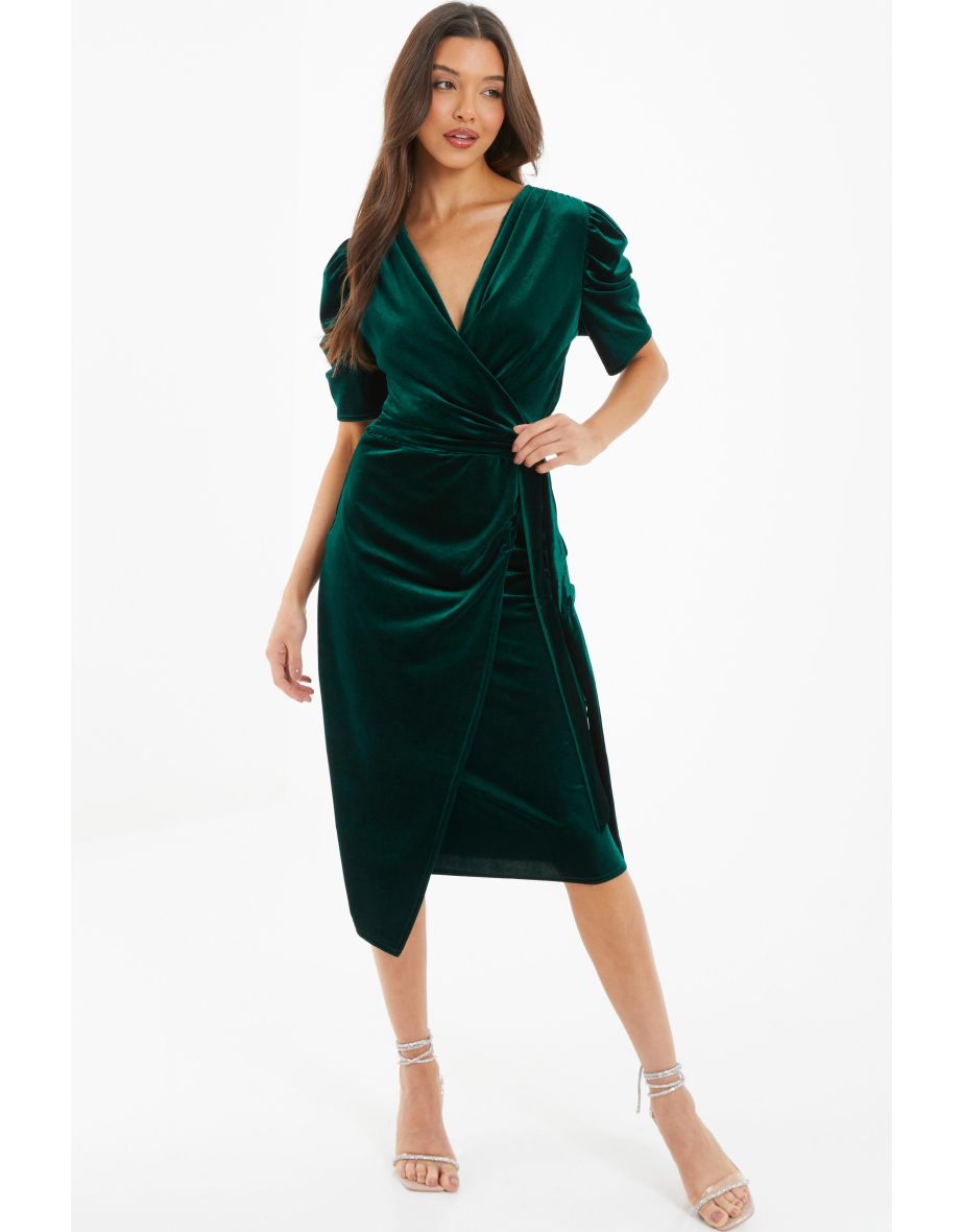 Green velvet shop wrap dress uk