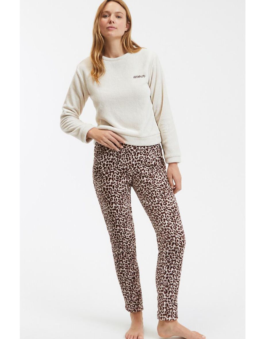 Leopard Print Fleece Pyjamas