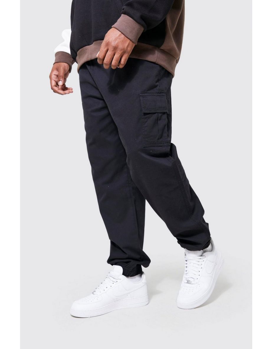 Plus Slim Fit Cargo Trousers - black