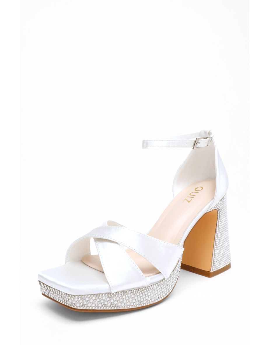Quiz white satin cheap bridal sandals