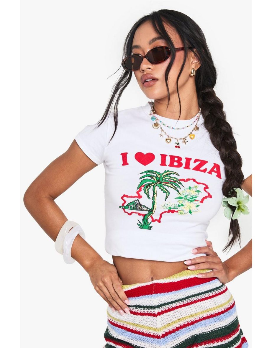 I love Ibiza Printed Fitted T-Shirt - white - 3
