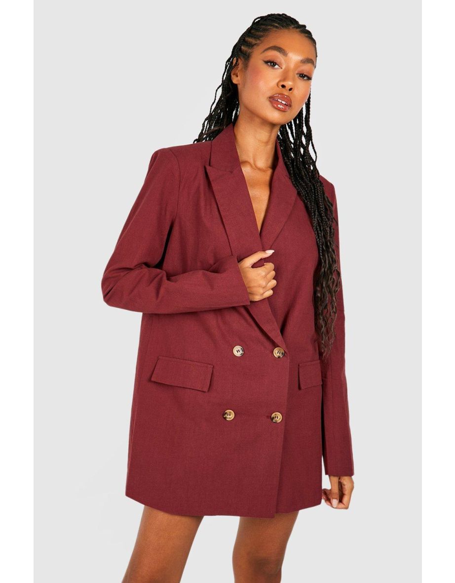 Shop Linen Double Breasted Oversized Blazer Dress Online in Bahrain VogaCloset
