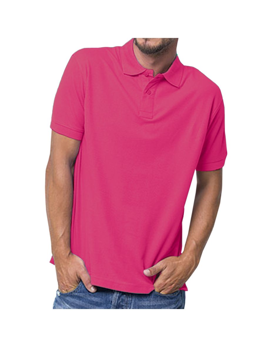 Russell Mens 100% Cotton Short Sleeve Polo Shirt - Fuchsia - 1