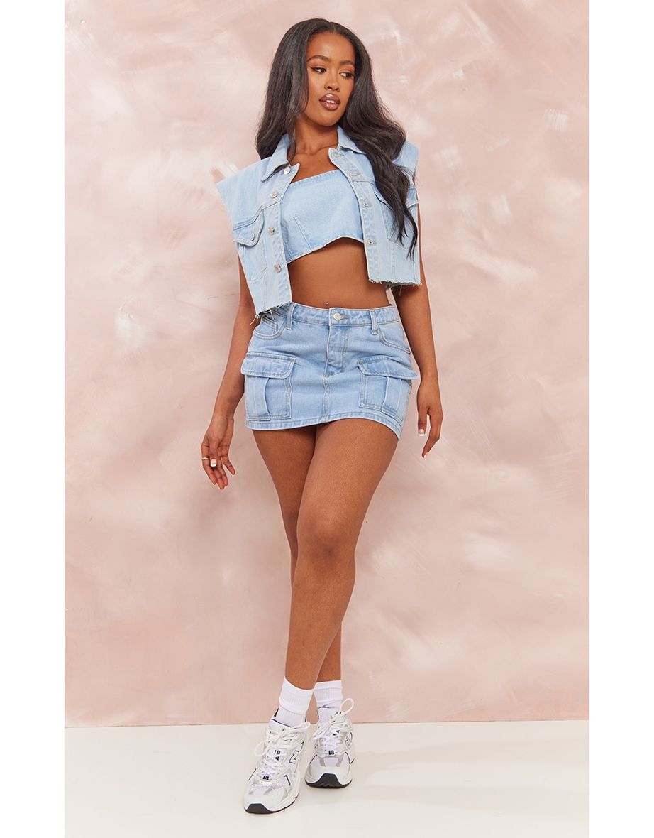 Cropped raw hem denim jacket new arrivals