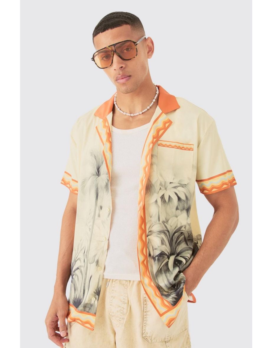Oversized Revere Boarder Short Sleeve Shirt - yellow