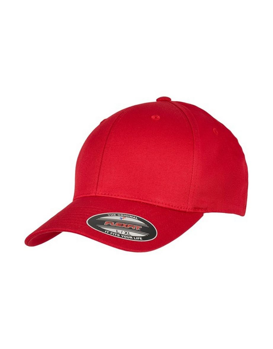 Shop Yupoong Unisex Adult Flexfit Organic Cotton Baseball Cap Red Online in Bahrain VogaCloset
