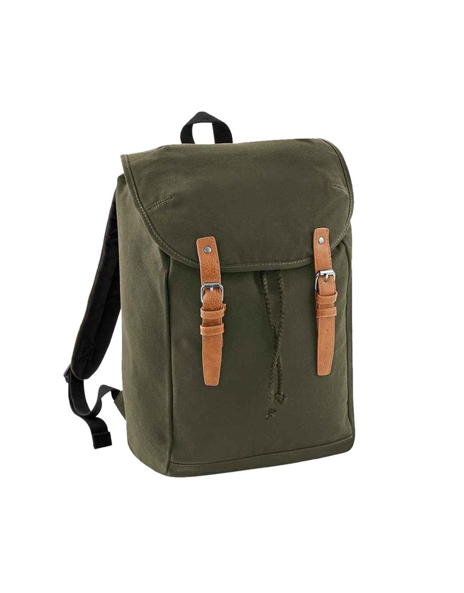 Quadra Vintage Rucksack / Backpack (Pack of 2) - Military Green