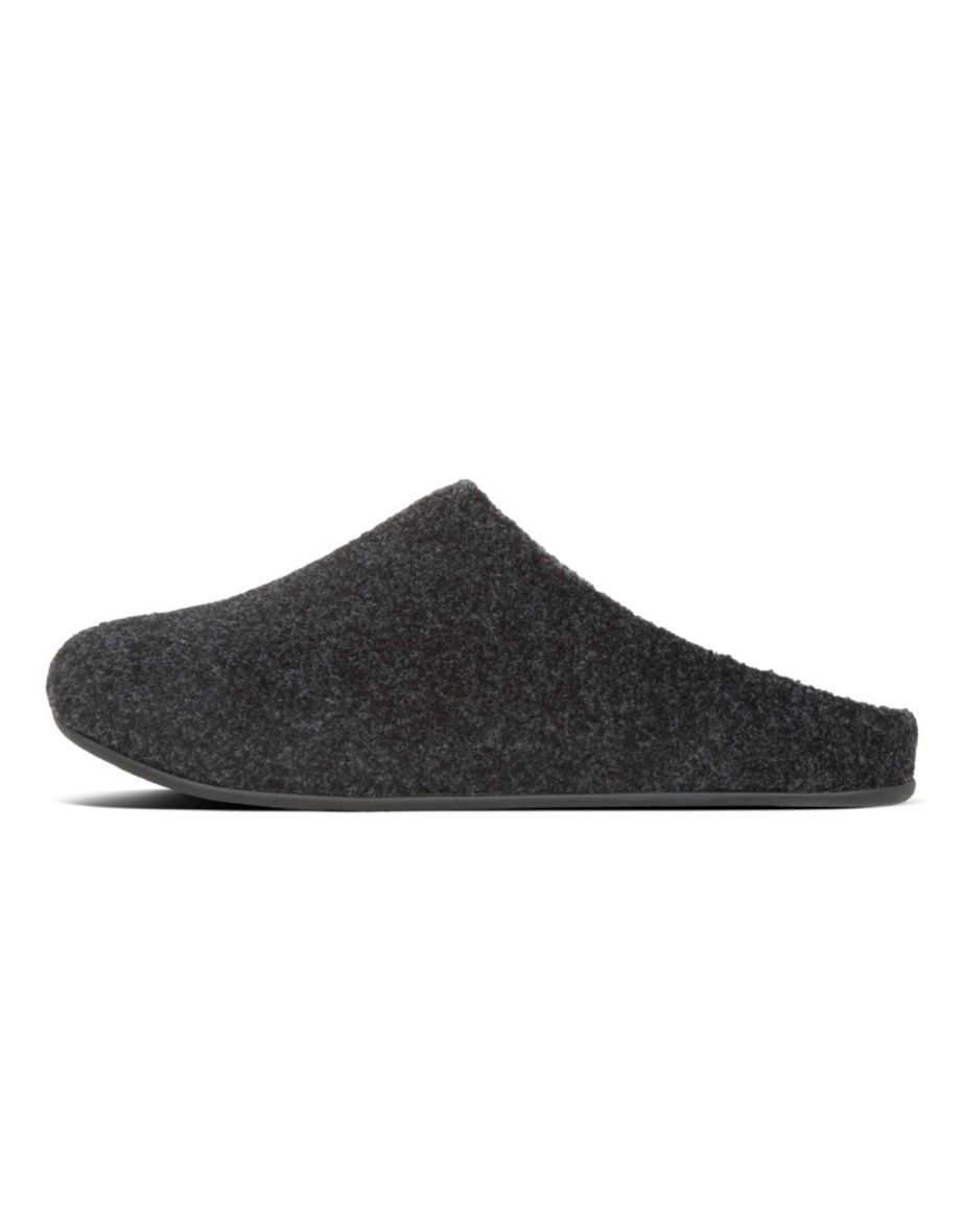 Men's Fit Flop Shove Felt Slippers in Black