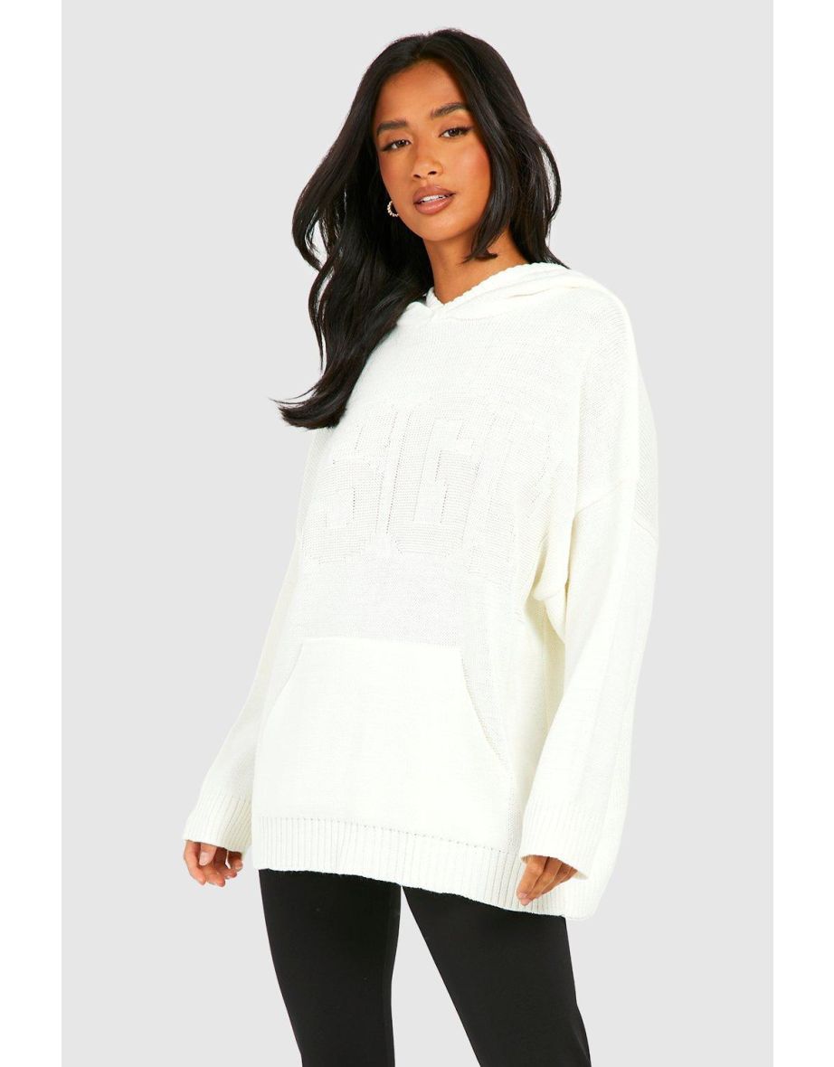 Petite Dsgn Knitted Hoodie - cream