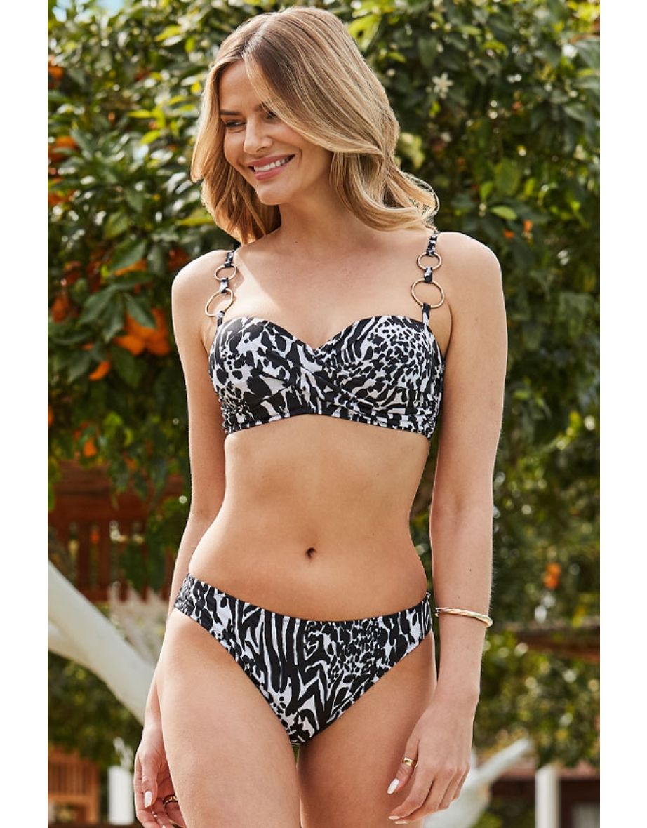 Black Animal Print Hipster Bikini Bottoms