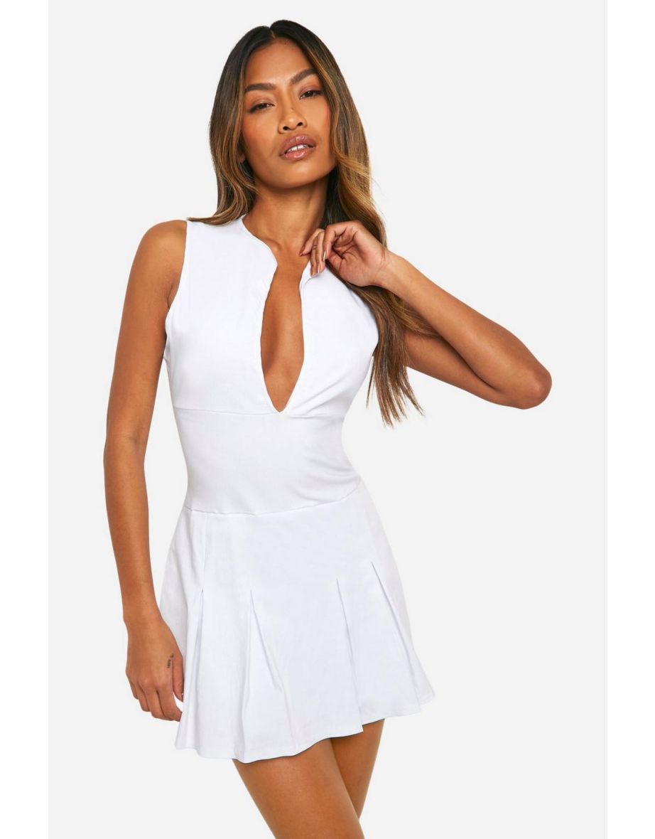 Mini Tennis Skort Playsuit - white