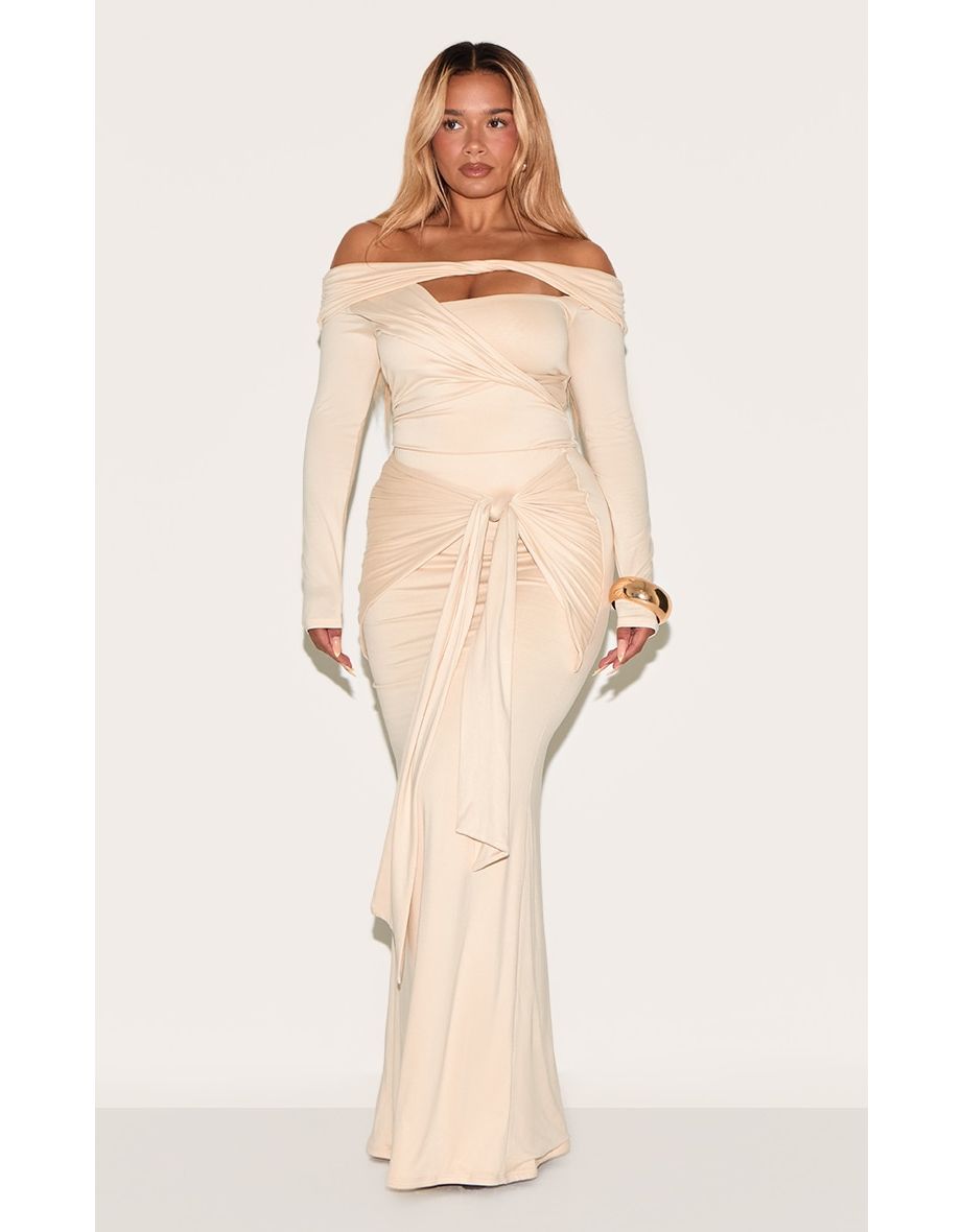 Shape Butter Cream Super Soft Wrap Drape Maxi Skirt