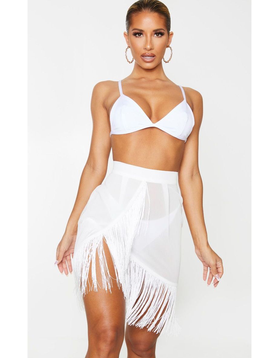 Shop White Tassel Beach Skirt Online in Iraq VogaCloset