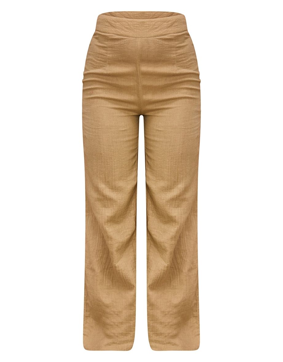 Stone Soft Crinkle Straight Leg Beach Trousers - 4