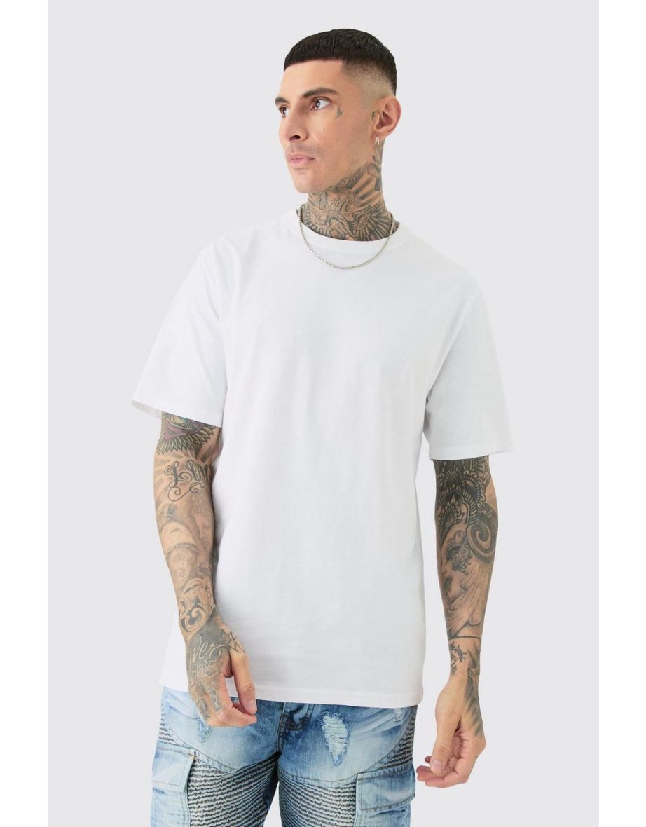 Tall Drippy Teddy Backprint Graphic T-shirt In White - white