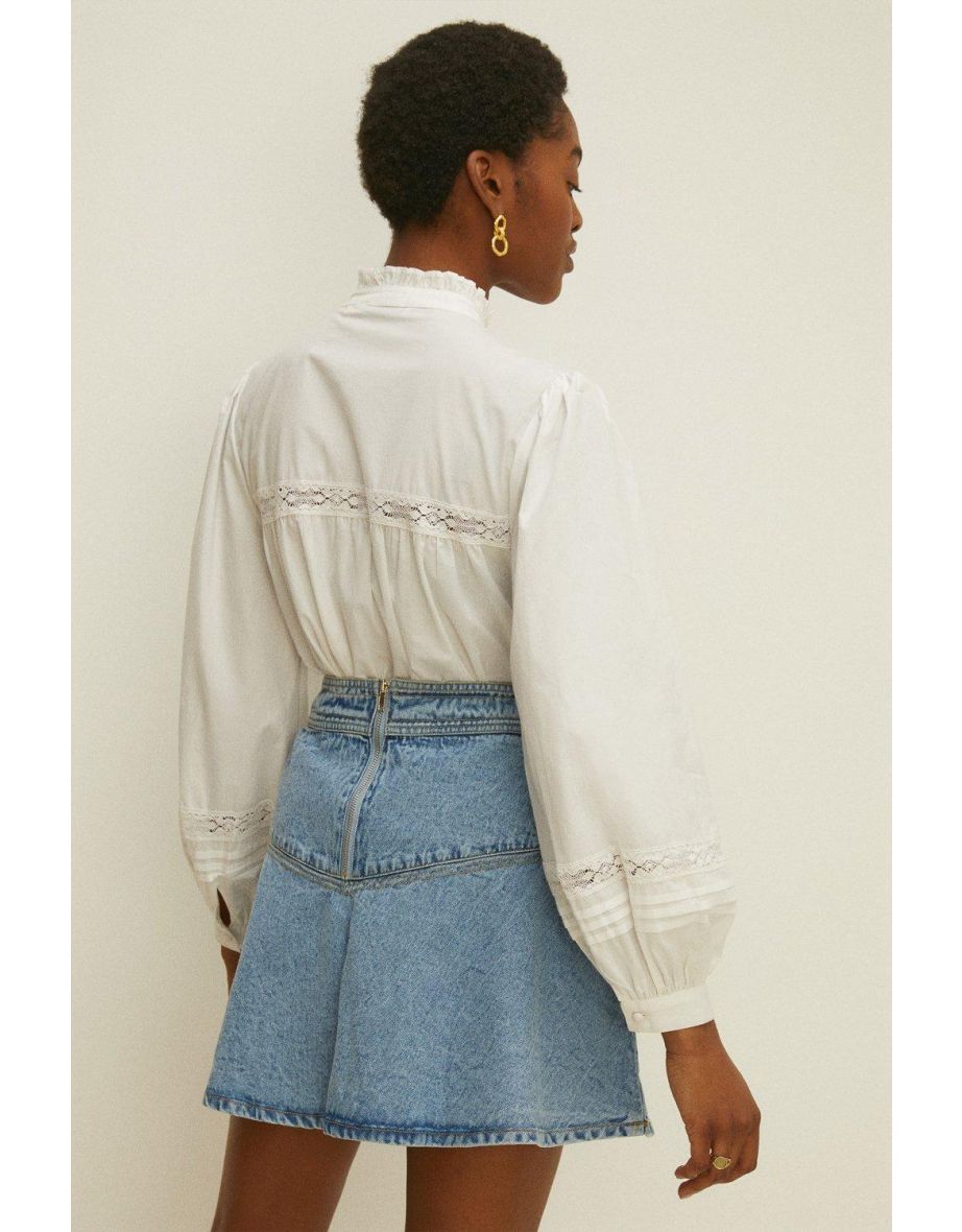 Super Pale Wash Flippy Denim Mini Skirt - 2