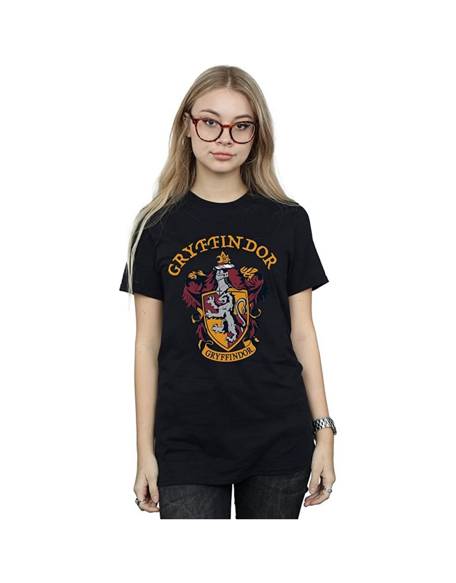 Harry Potter Womens/Ladies Gryffindor Cotton Boyfriend T-Shirt - Black