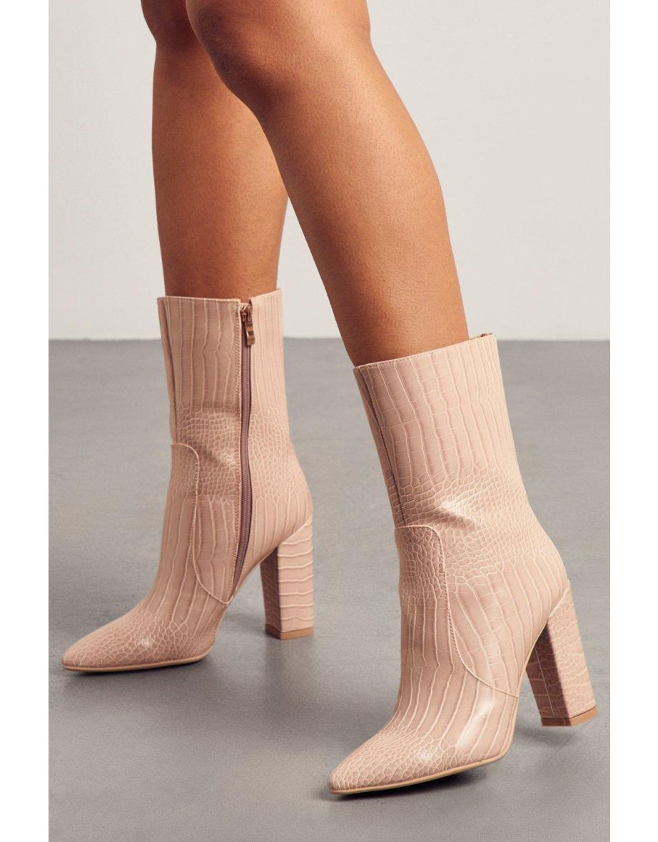 Shop Croc Heeled Ankle Boots Online in Bahrain VogaCloset