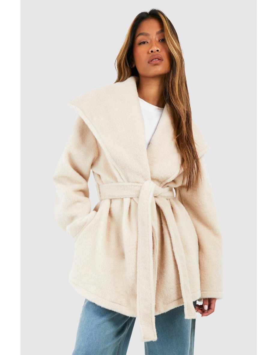 Shawl collar belted coat hotsell
