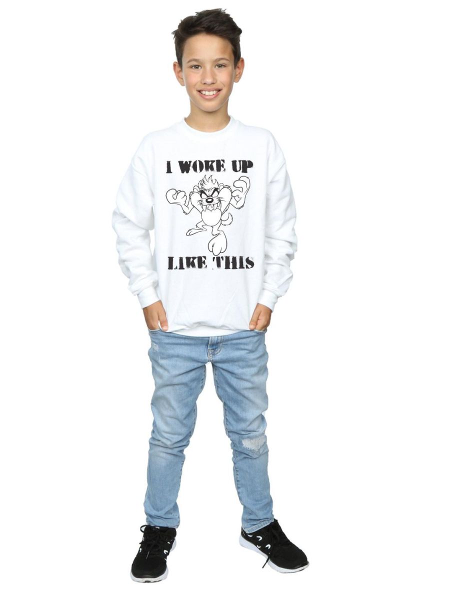 Looney Tunes Boys Taz I Woke Up Like This Sweatshirt - White - 3