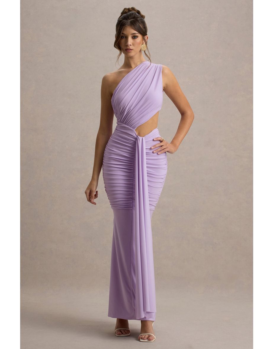 Beline | Lavender One-Shoulder Cut-Out Maxi Dress With Drape