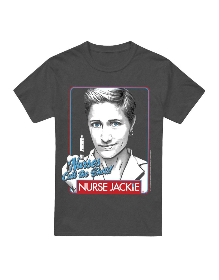 Nurse Jackie Unisex Adult Nurses Call The Shots T-Shirt - Charcoal