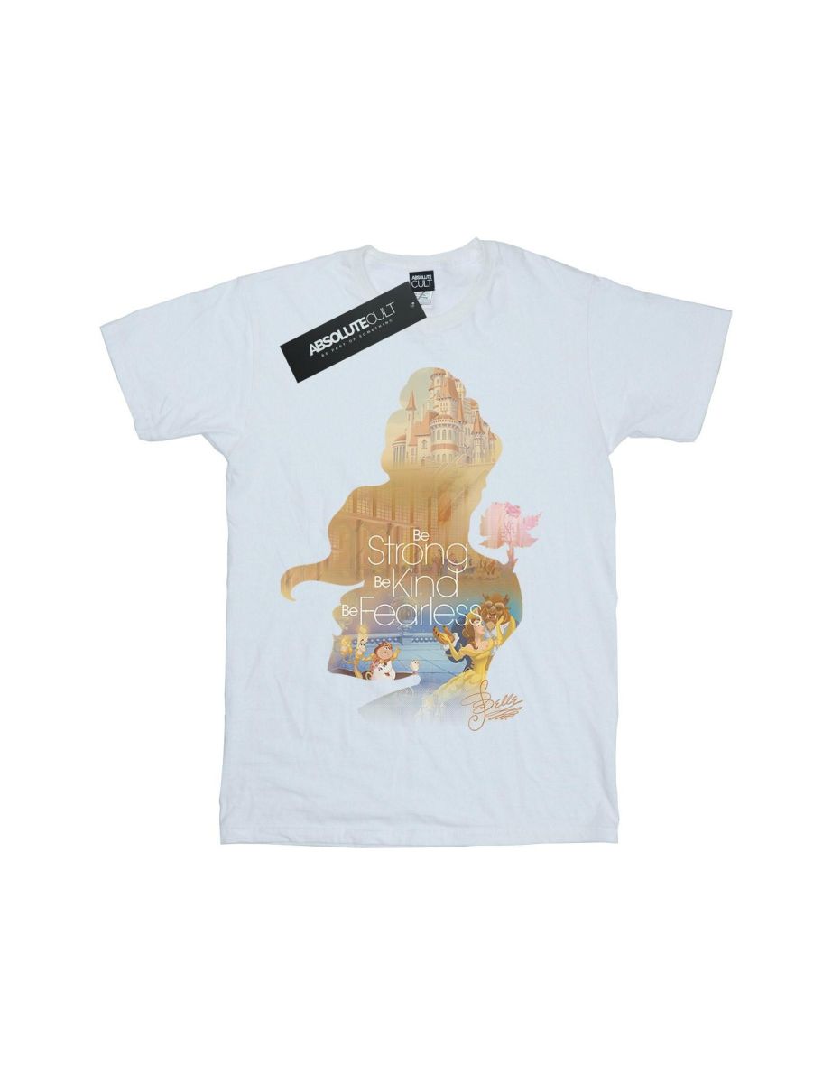 Beauty And The Beast Girls Belle Silhouette Cotton T-Shirt - White - 1