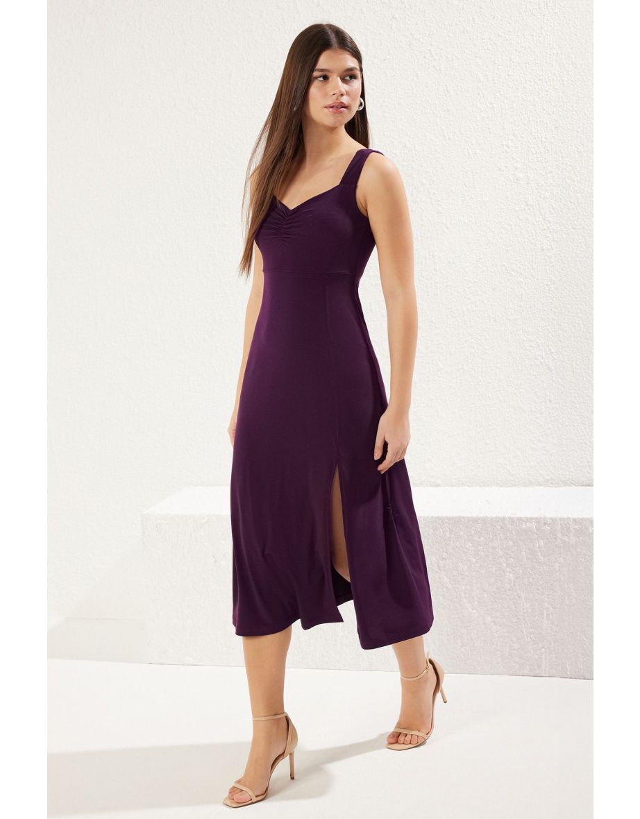 Plum Slit Midi Knit Dress