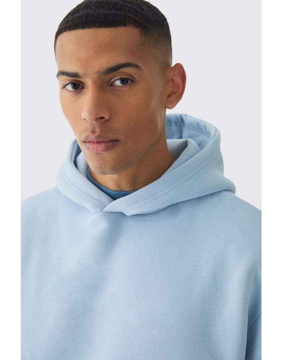 Oversized Boxy Basic Hoodie - light blue - 2
