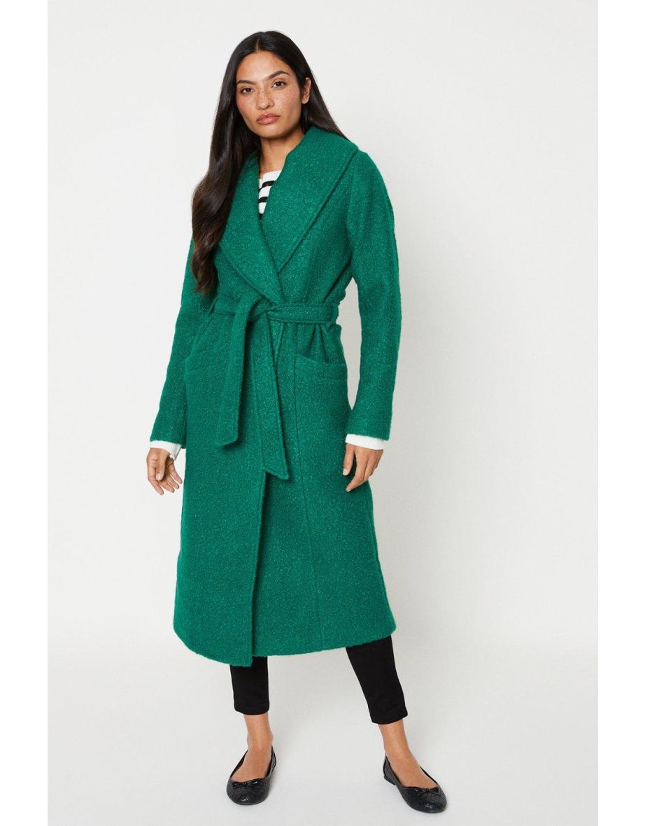 Shop Longline Boucle Wrap Coat Online in Qatar VogaCloset