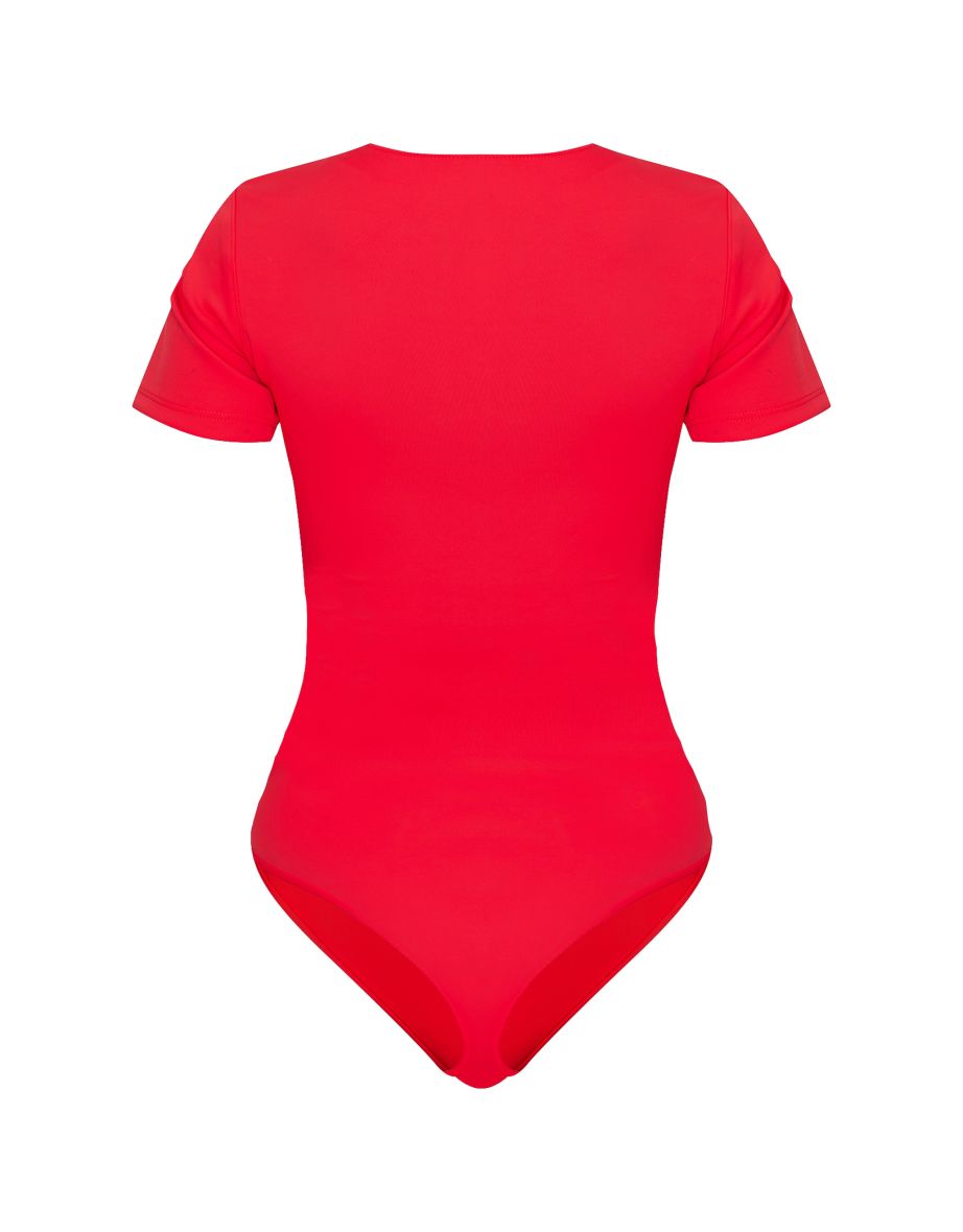 Red Scuba Zip Up Swimsuit - 4