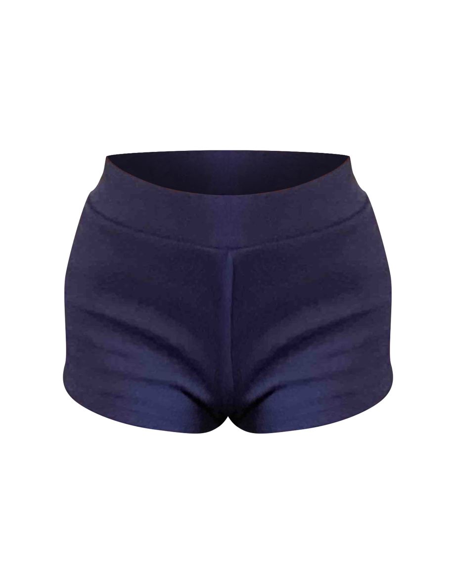 Navy Ribbed Hot Pants - 2