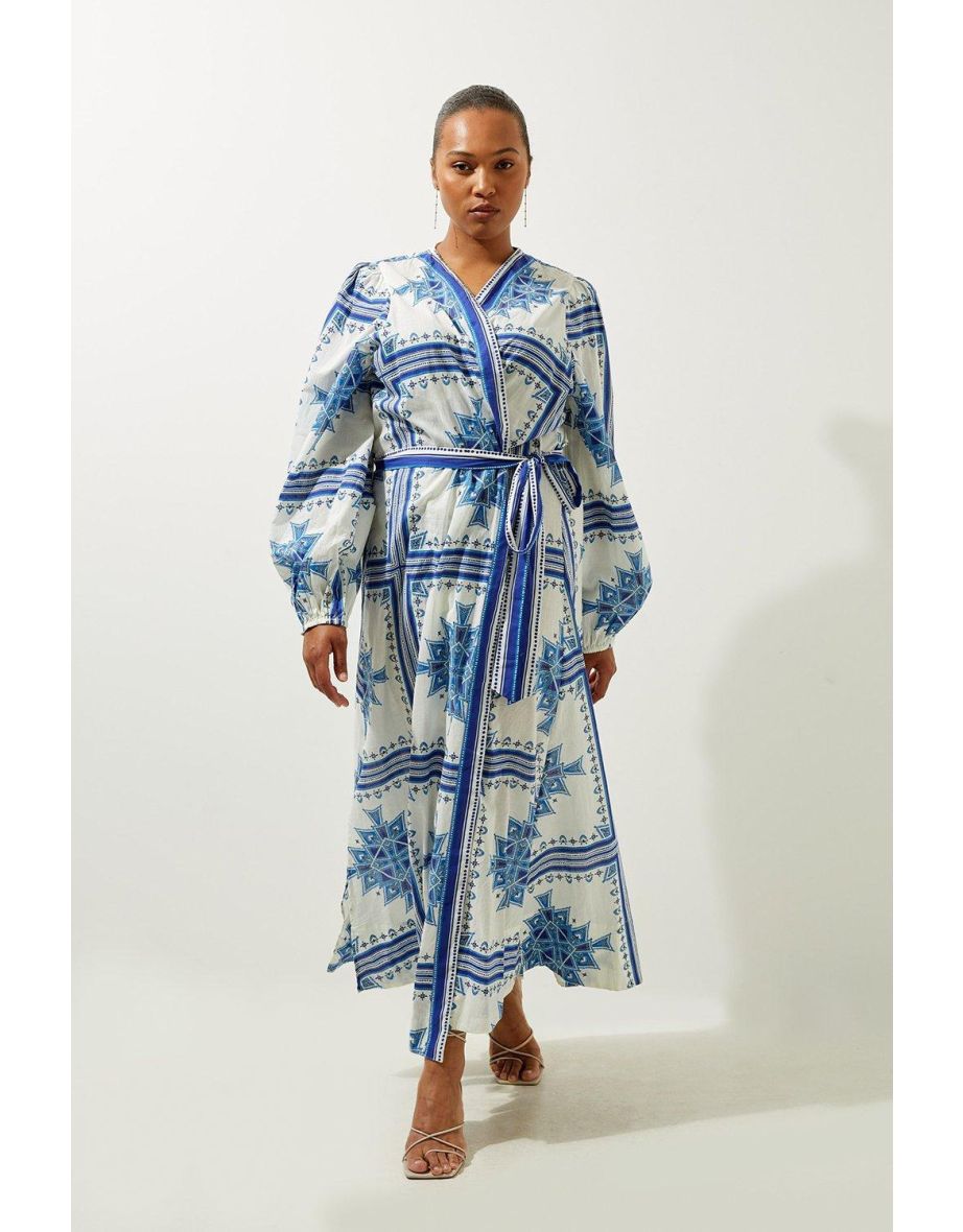 Shop Plus Size Printed Cotton Voile Maxi Beach Dress Online in Oman VogaCloset