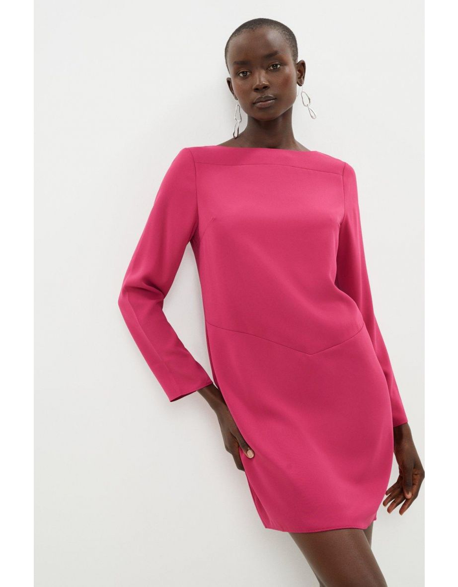 Pink Column Mini Shift Dress with Long Sleeve