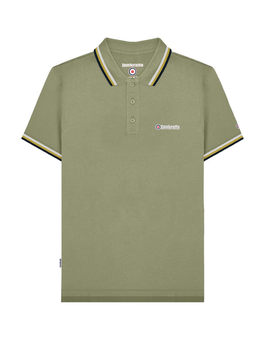 Shop Lambretta Mens Triple Tipped Short Sleeve 3 Button Placket Polo Shirt Top Online in Bahrain VogaCloset